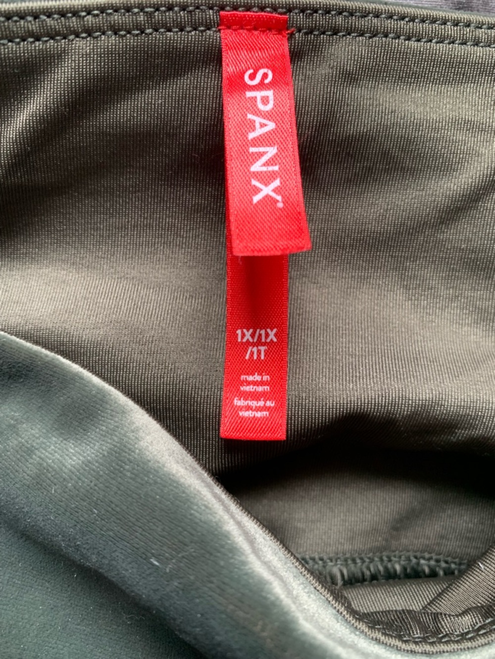 SPANX Green Velour Leggings Size XL - Picture 6 of 7